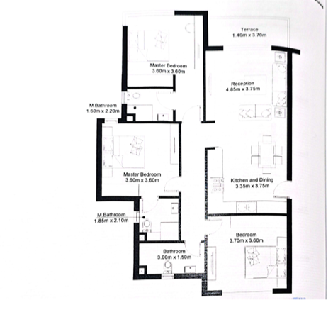 Floor plan for chalet at Hyde Park North - Seashore