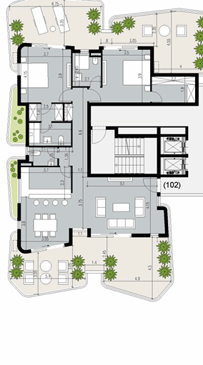 Floor plan for penthouse at Badya