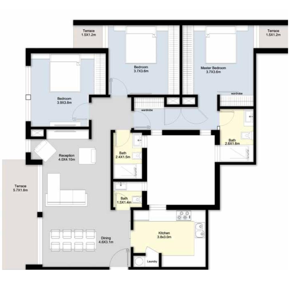 Floor plan for apartment at Bloomfields
