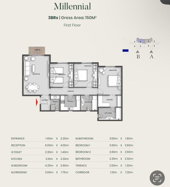 Floor plan for apartment at Aliva Mountain View Mostakbal City