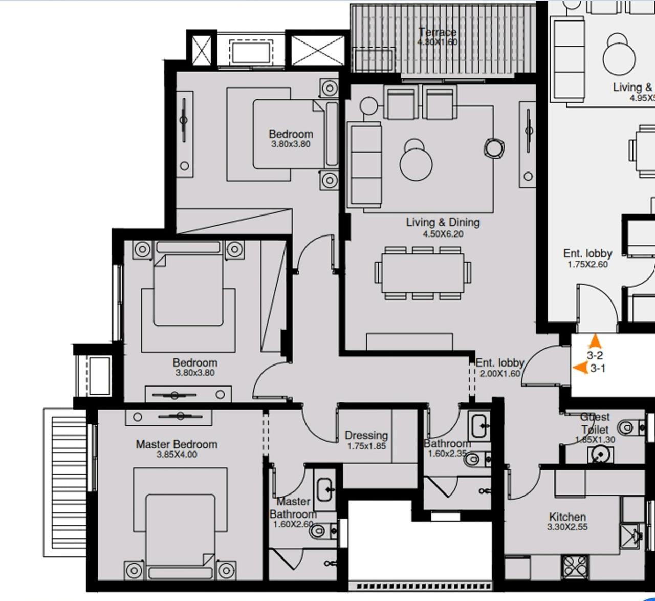 Floor plan for apartment at O West Orascom