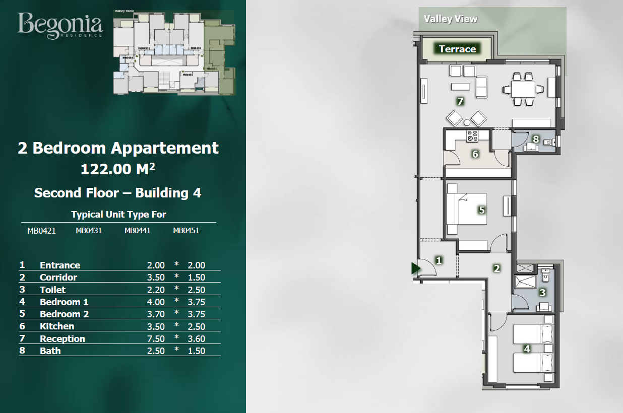 Floor plan for apartment at Begonia Residence