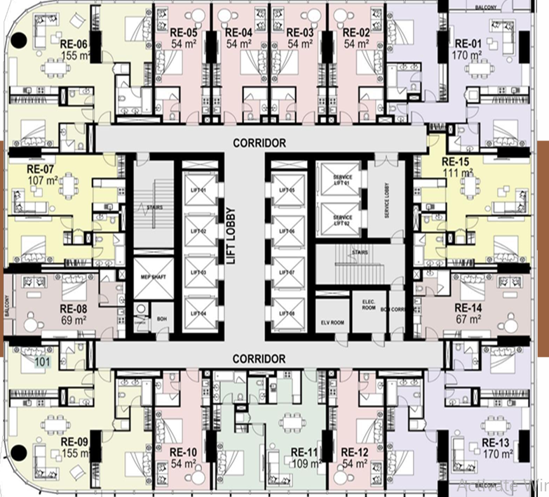 Floor plan for apartment at 6ixty Iconic Tower