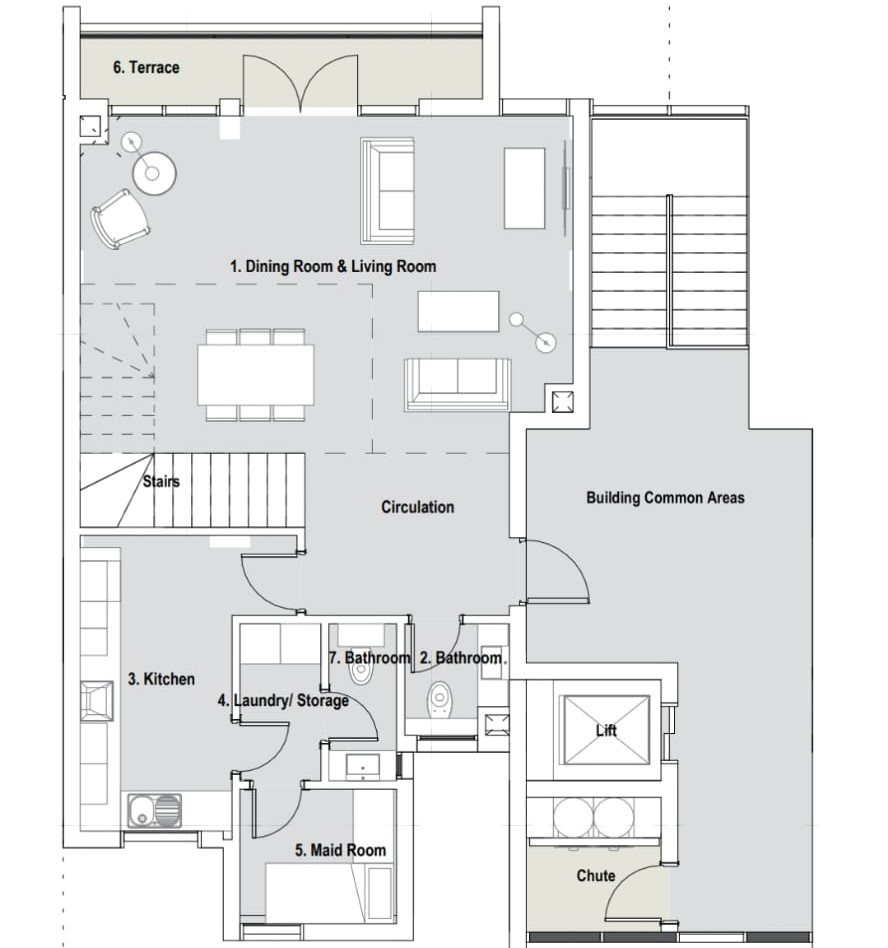 Floor plan for duplex at Al Burouj