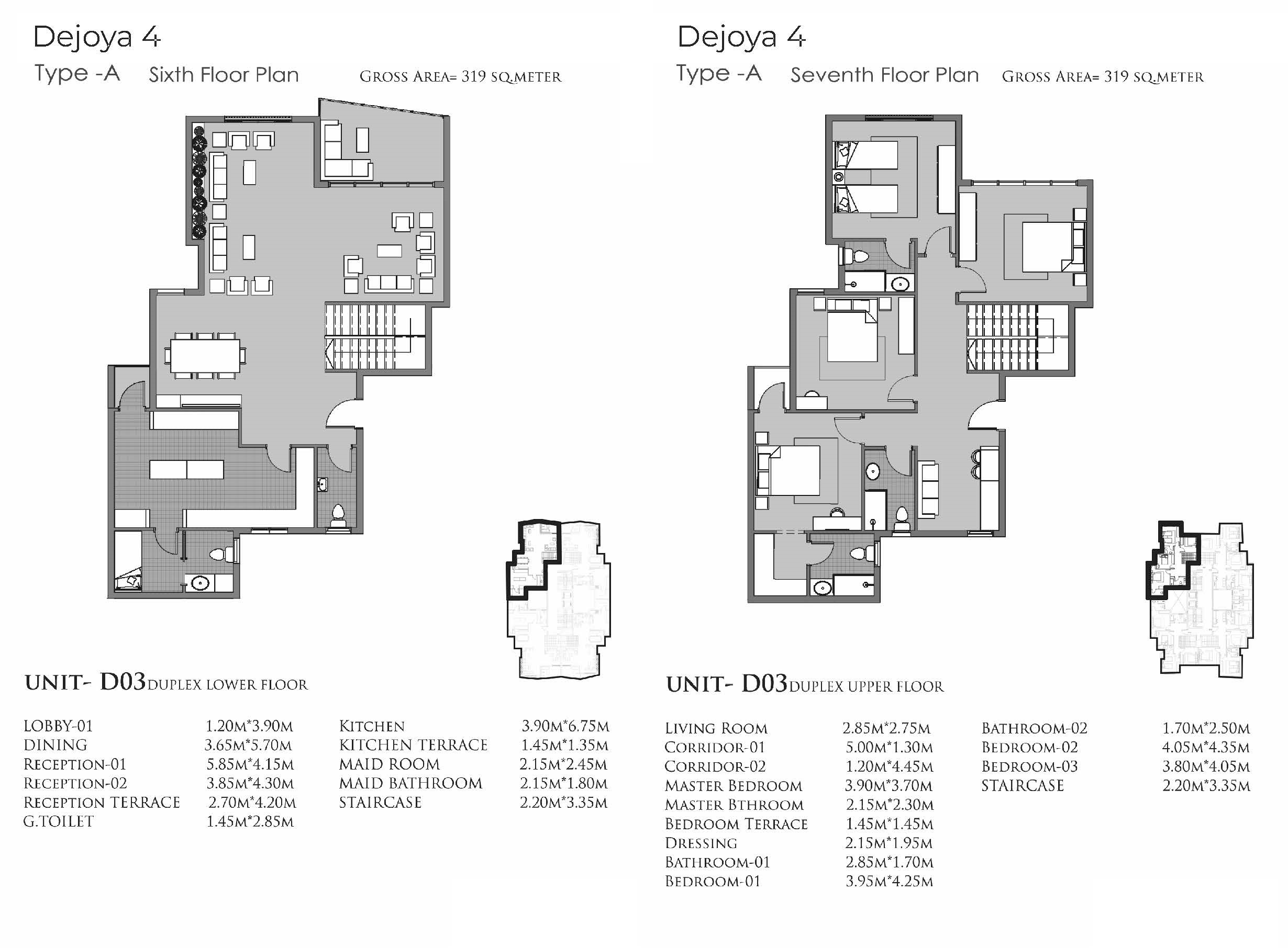Floor plan for duplex at De Joya 4