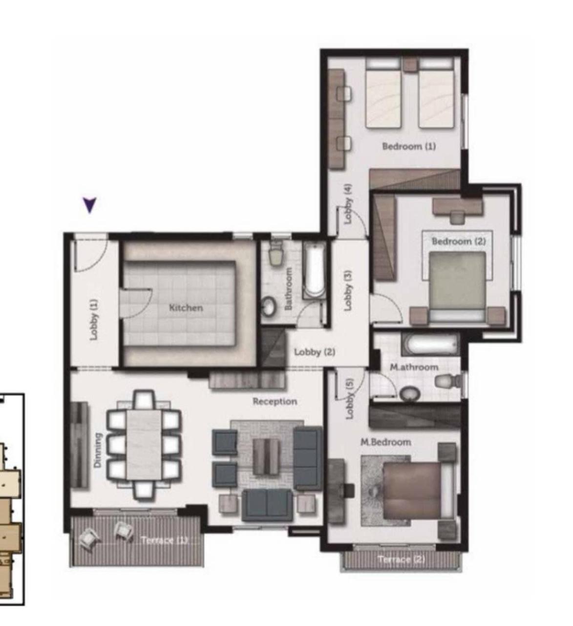 Floor plan for apartment at Galleria Residence