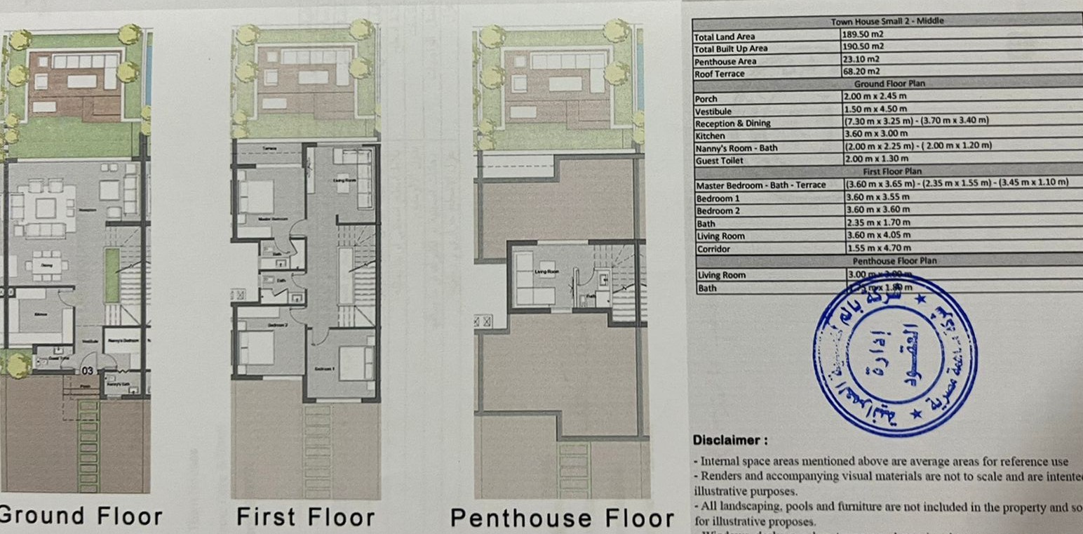 Floor plan for townhouse at Badya