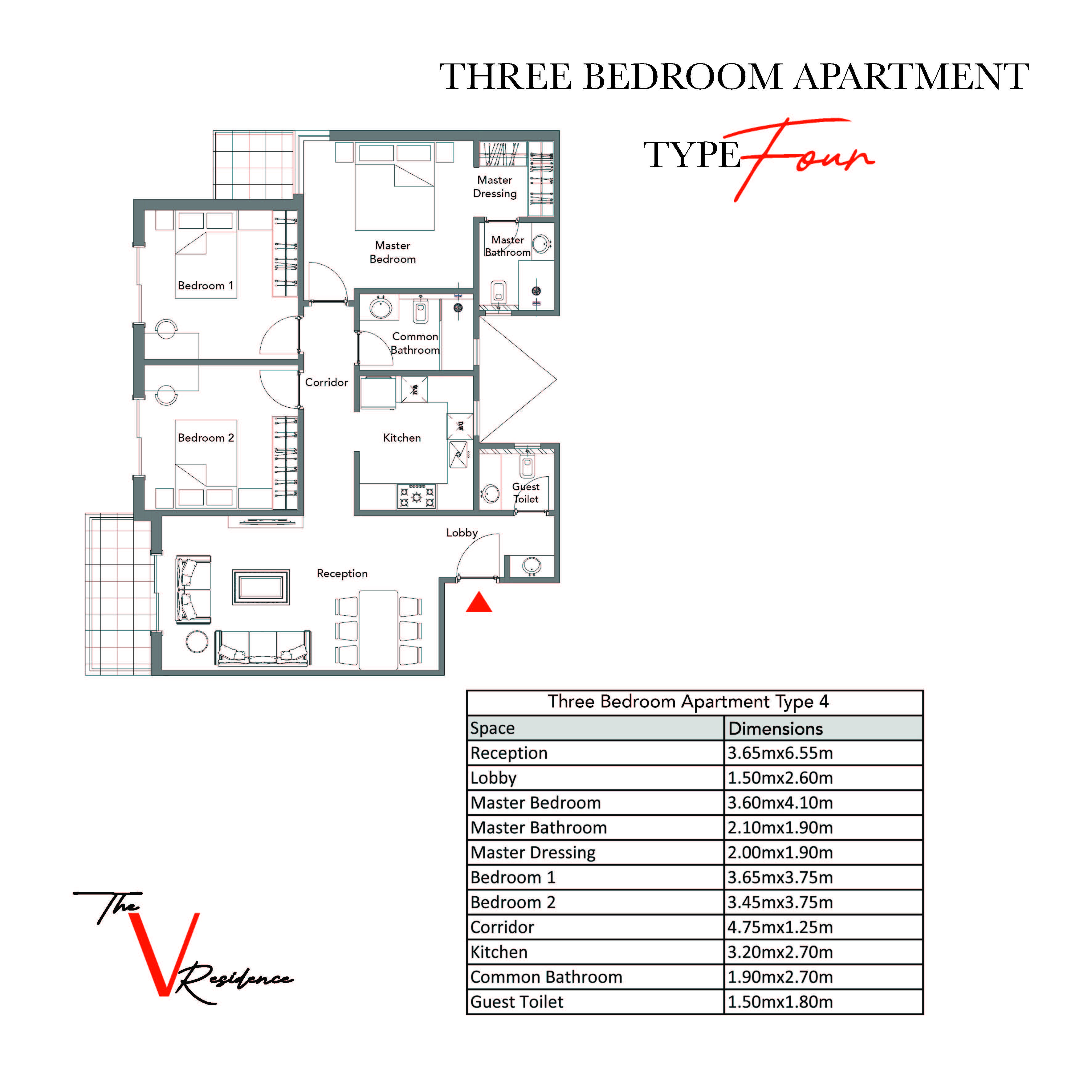 Floor plan for apartment at The V Residence - Villagio