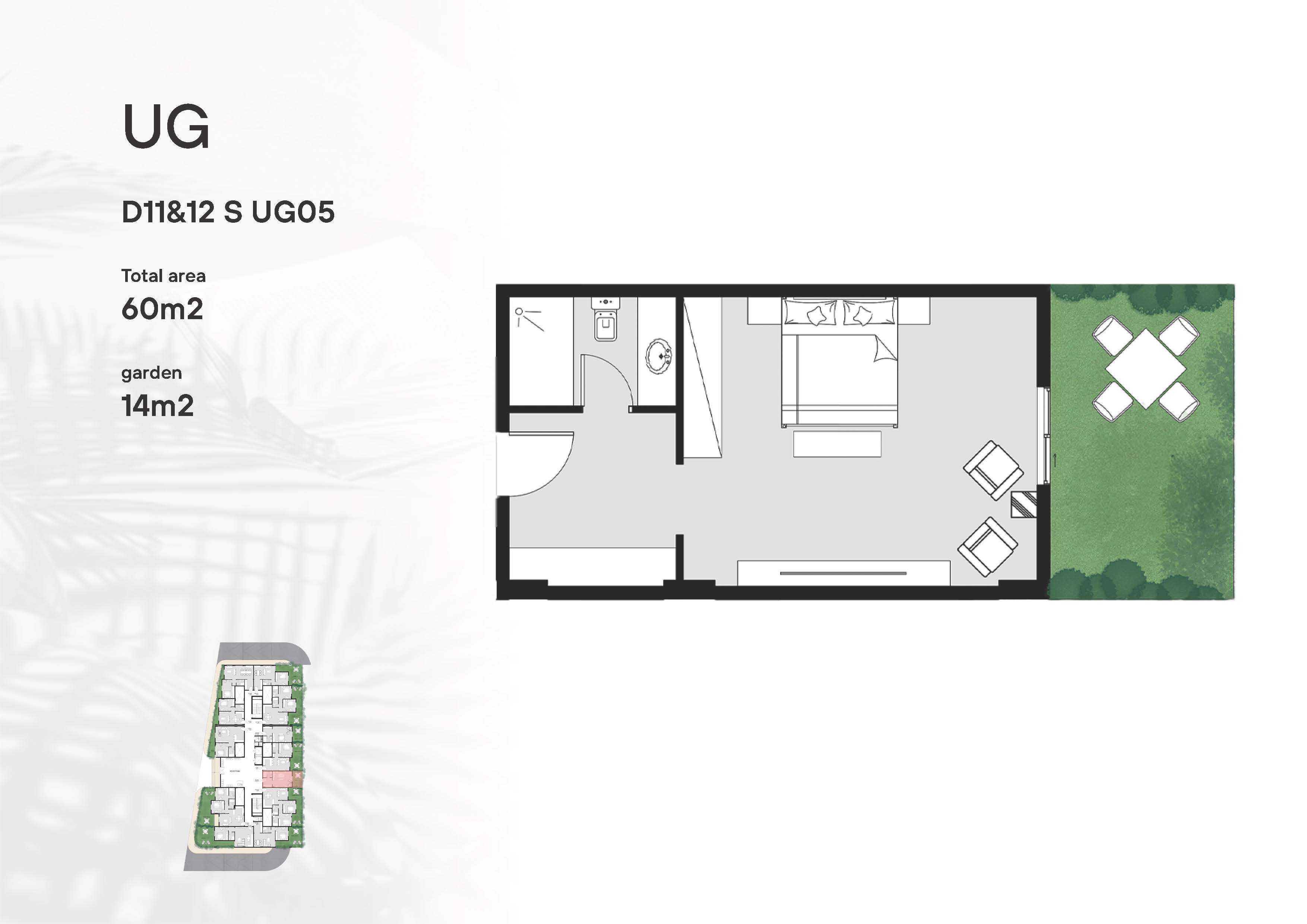 Floor plan for studio at Peerage Residence
