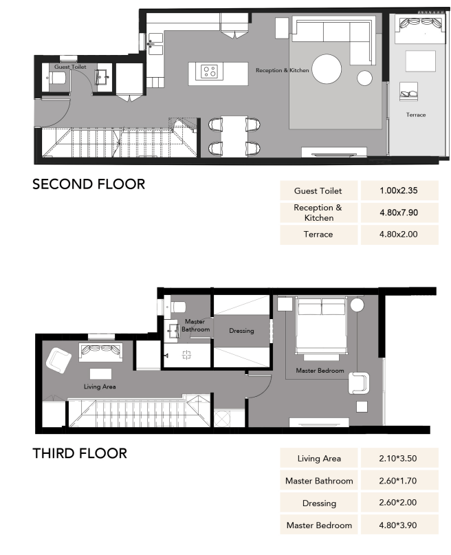Floor plan for duplex at Pyramids Heights