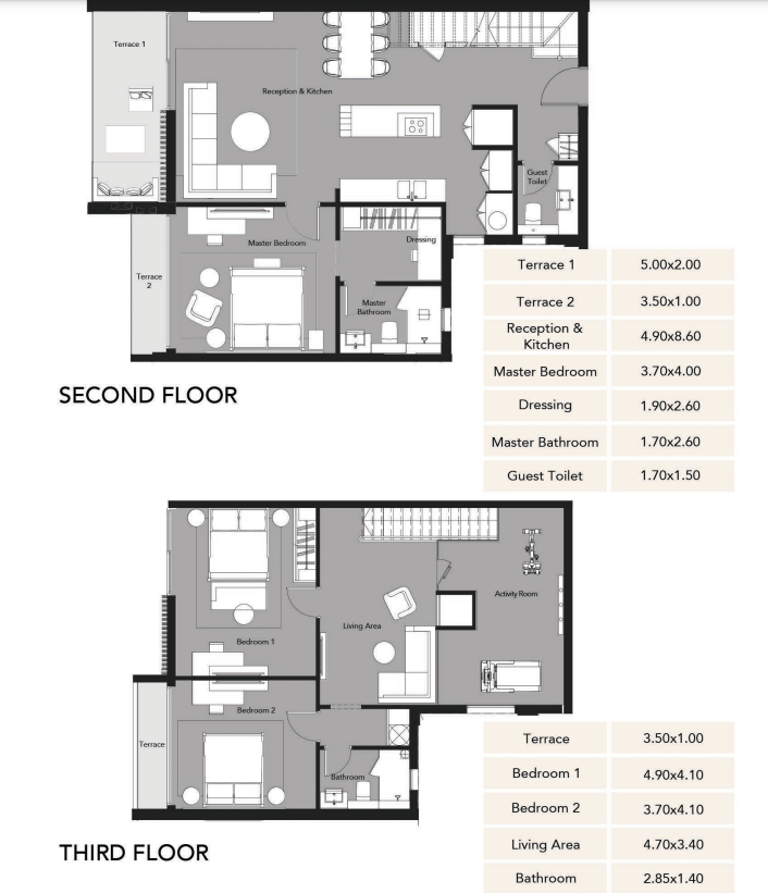 Floor plan for duplex at Pyramids Heights