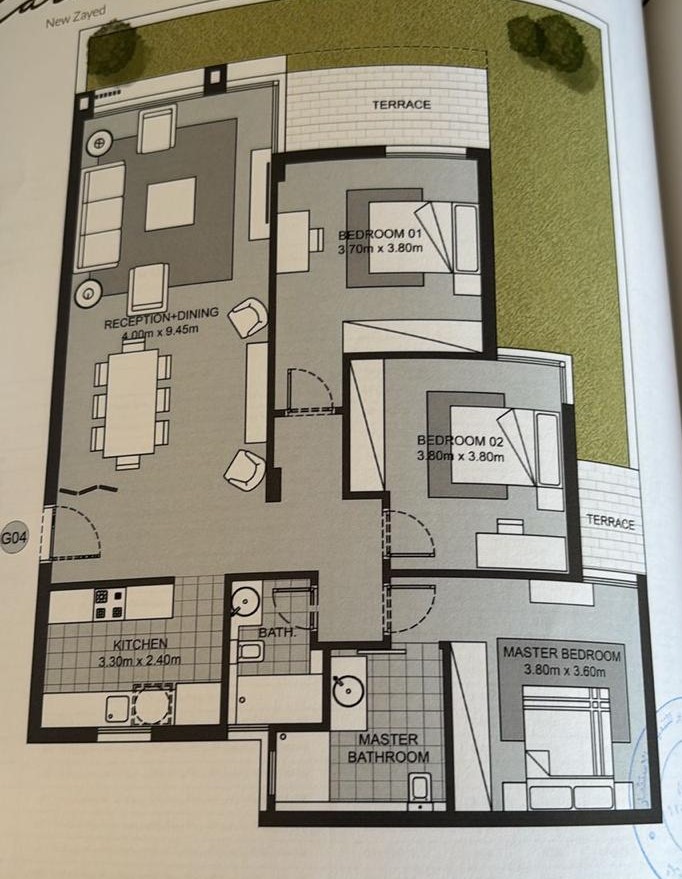 Floor plan for apartment at Karmell New Zayed