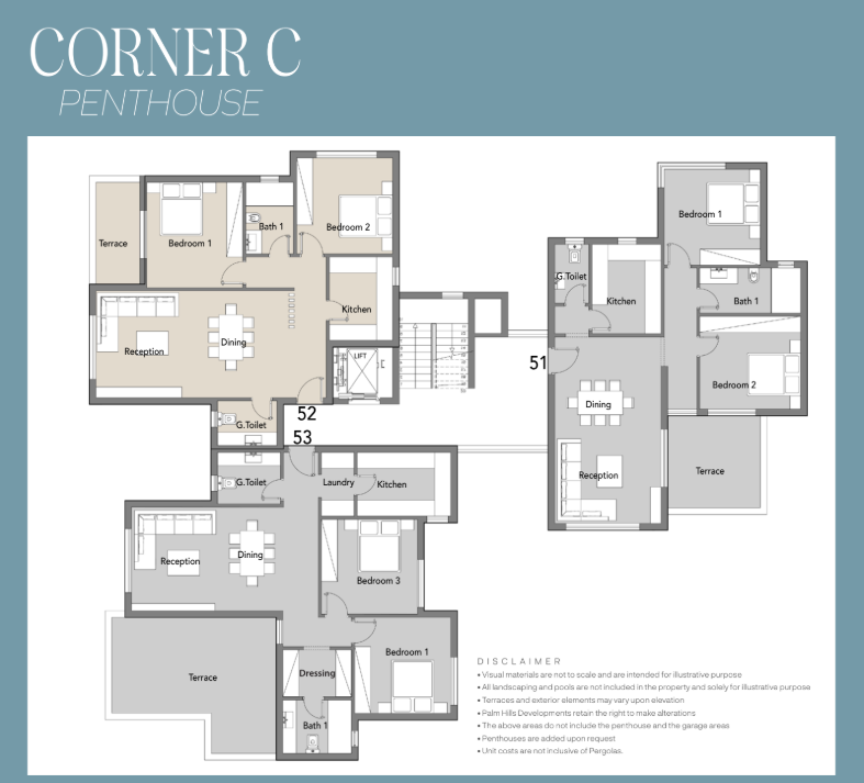 Floor plan for penthouse at Badya