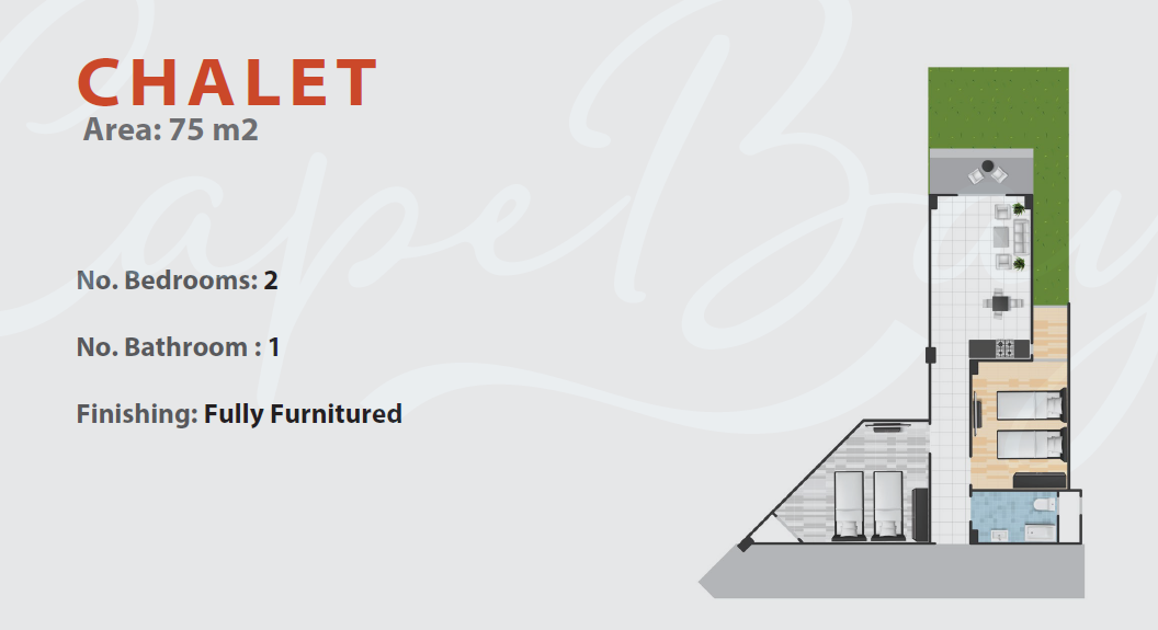 Floor plan for chalet at Cape Bay Blumar Lasirena