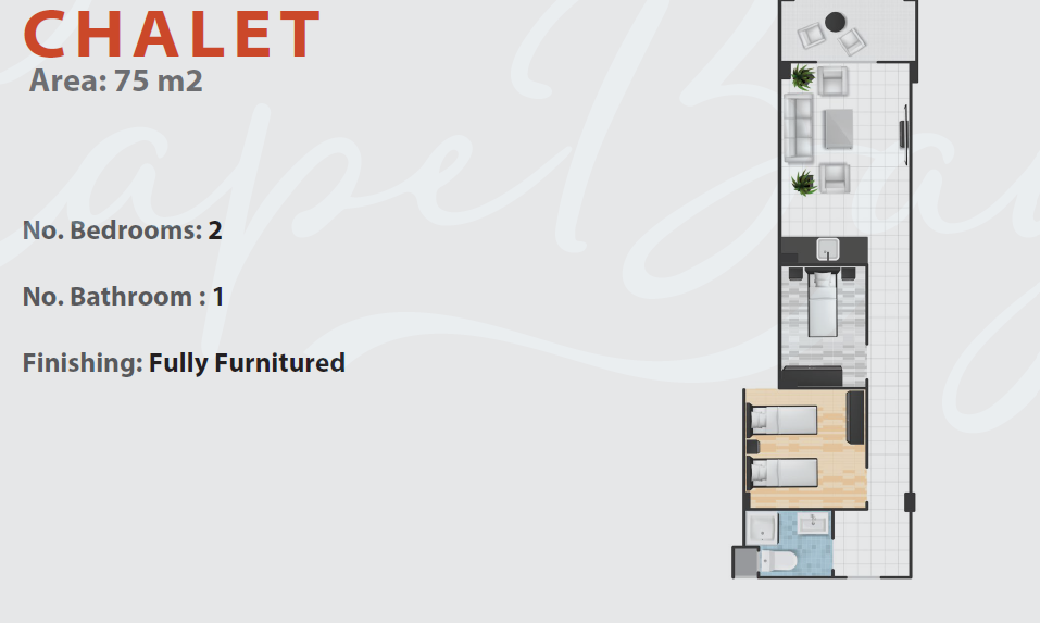 Floor plan for chalet at Cape Bay Blumar Lasirena