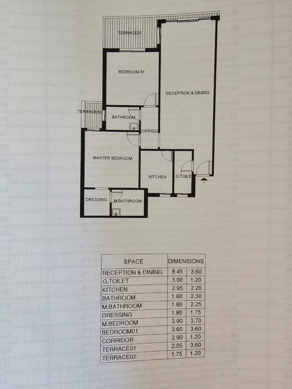 Floor plan for apartment at Telal East
