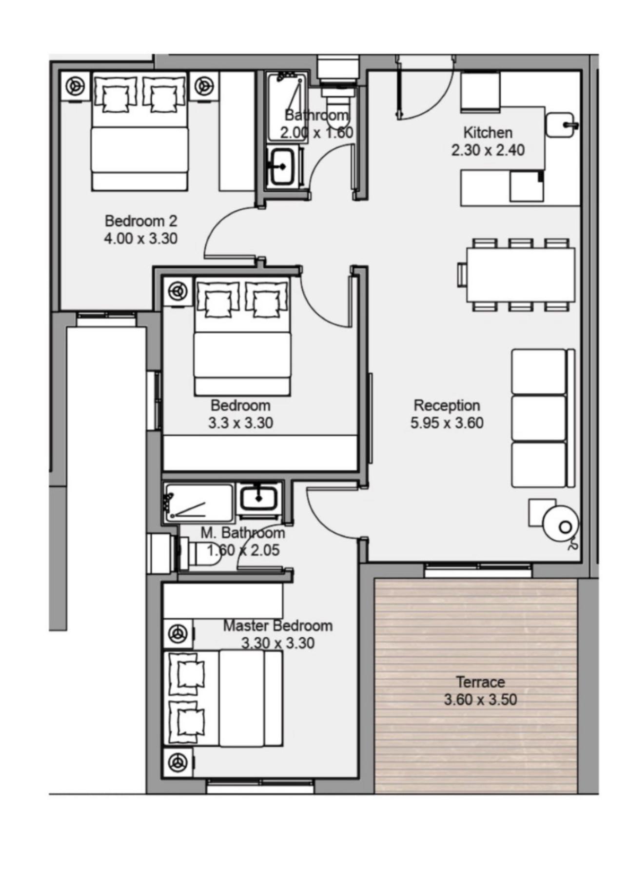 Floor plan for chalet at Fouka Bay