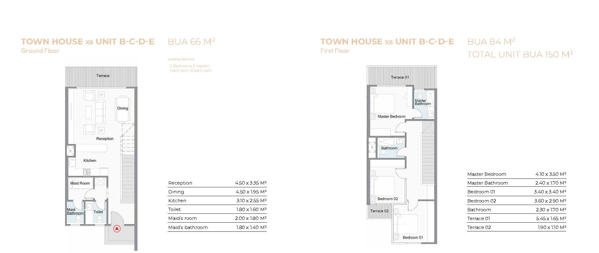 Floor plan for townhouse at Telal Sokhna