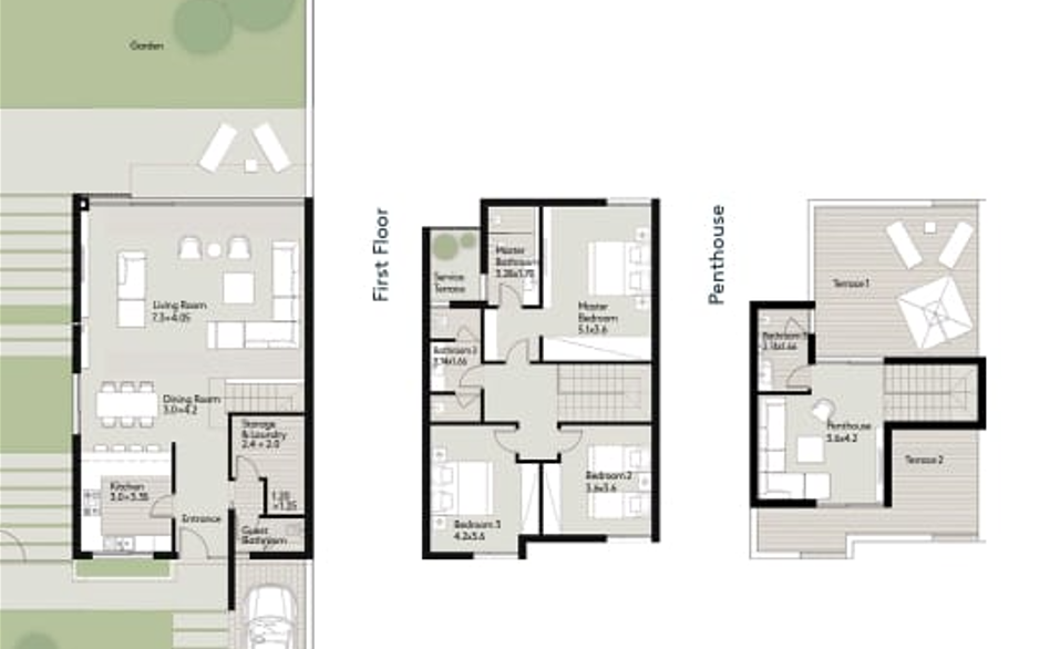 Floor plan for townhouse at Al Burouj
