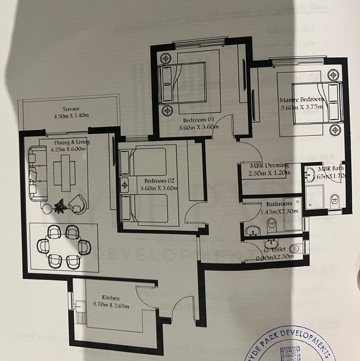 Floor plan for apartment at Hyde Park