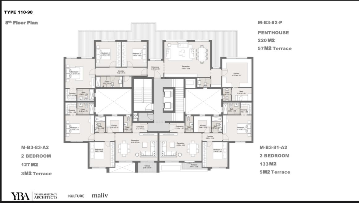 Floor plan for penthouse at Maliv