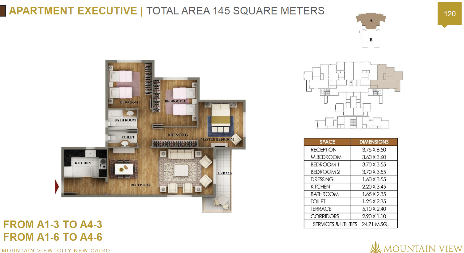 Floor plan for apartment at Mountain View ICity New Cairo