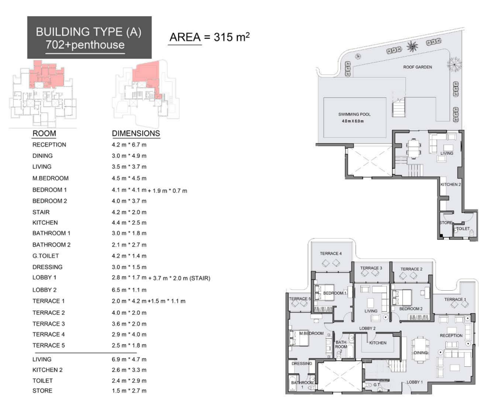 Floor plan for penthouse at Serrano