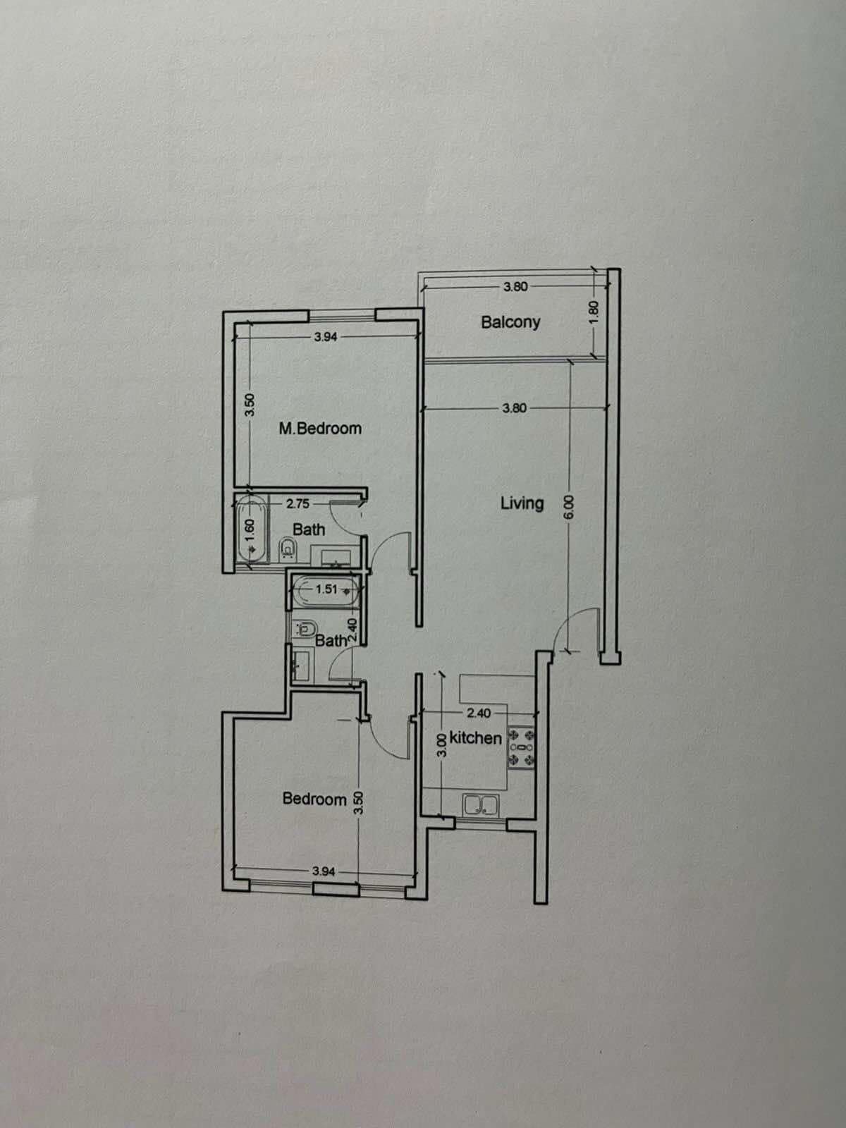 Floor plan for chalet at Cali Coast Ras El Hekma