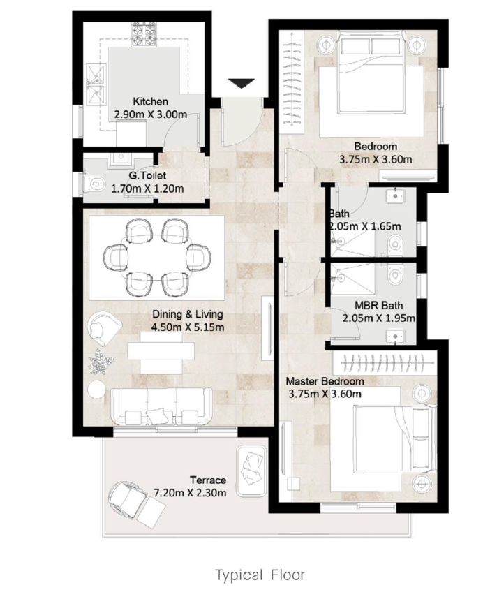 Floor plan for apartment at Hyde Park