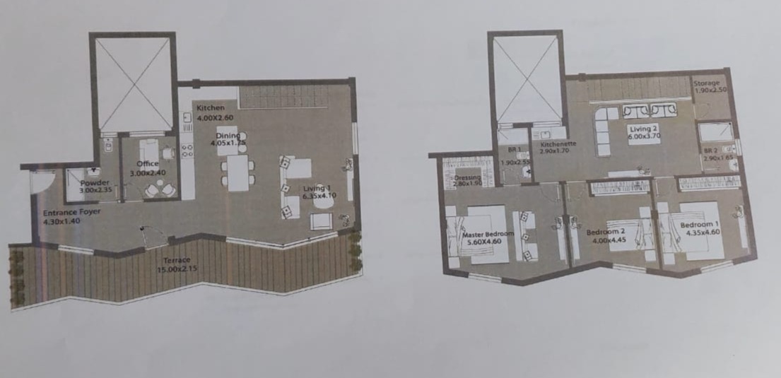 Floor plan for duplex at Kinda