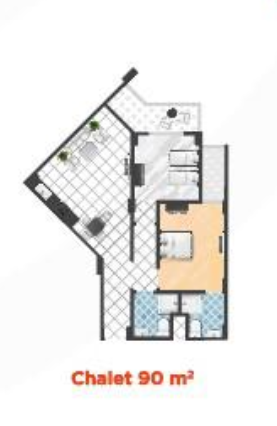 Floor plan for chalet at Cape Bay Blumar Lasirena