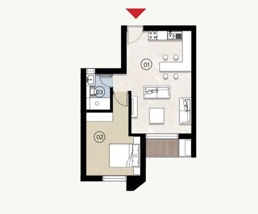 Floor plan for studio at ZED East