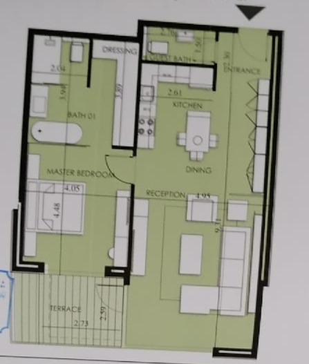 Floor plan for apartment at 205 Arkan Palm