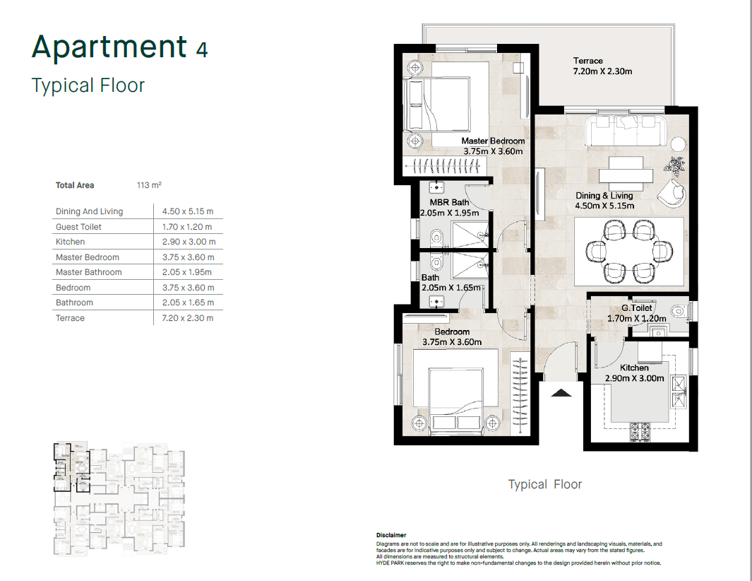 Floor plan for apartment at Greens Residence New Cairo