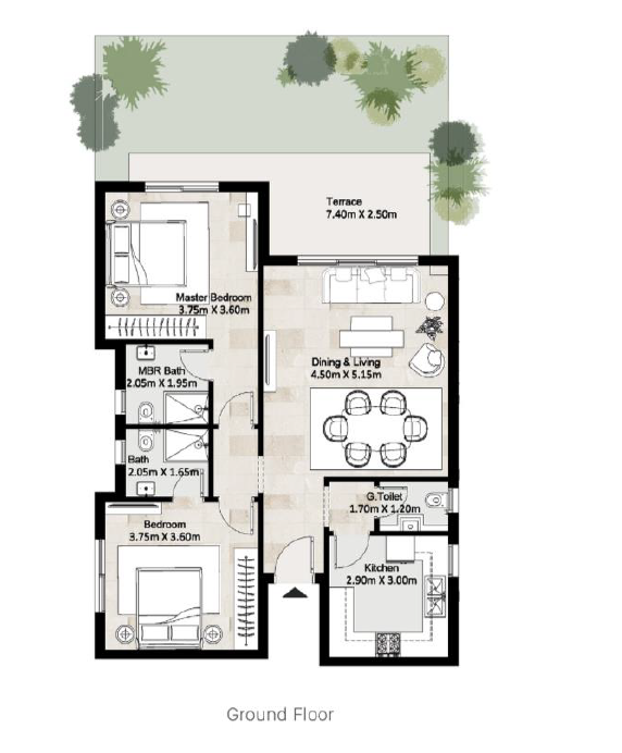 Floor plan for apartment at Greens Residence New Cairo