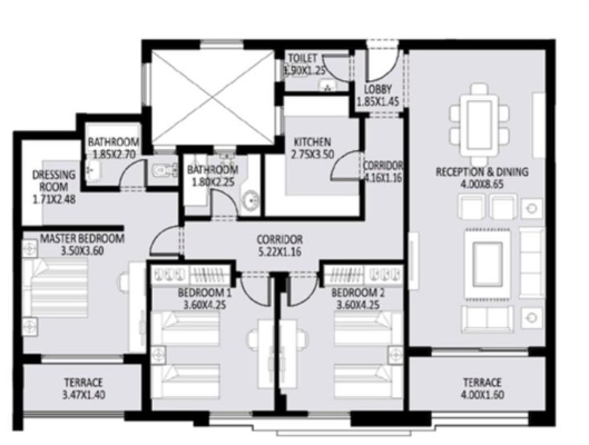 Floor plan for apartment at Fifth Square Al Marasem