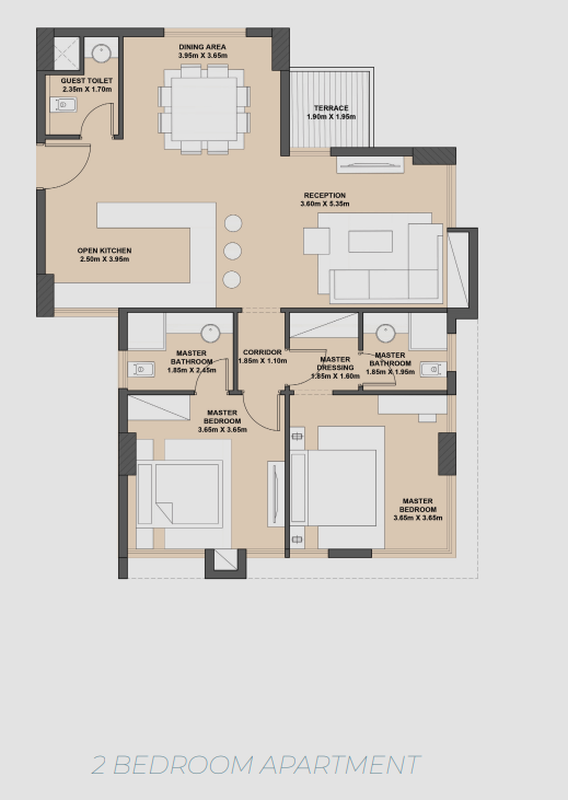 Floor plan for apartment at Rafts