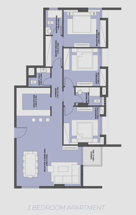 Floor plan for apartment at Rafts