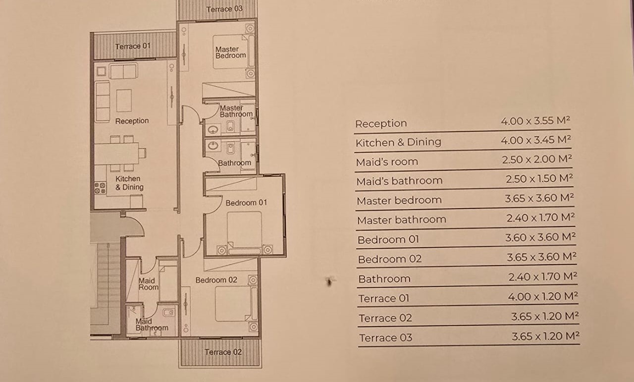 Floor plan for chalet at Telal Sokhna