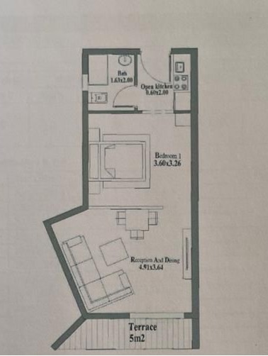 Floor plan for studio at Jazebeya