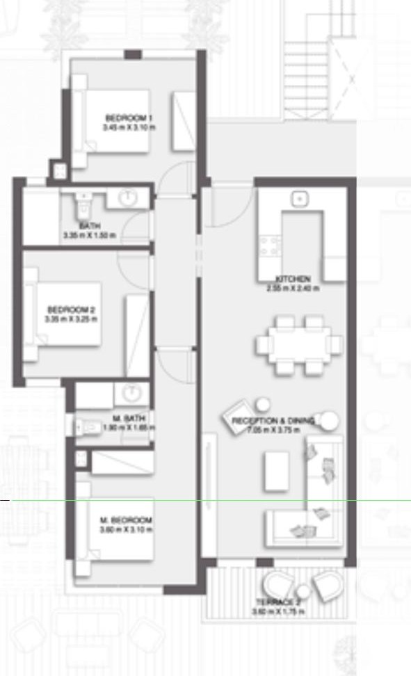 Floor plan for chalet at Plage