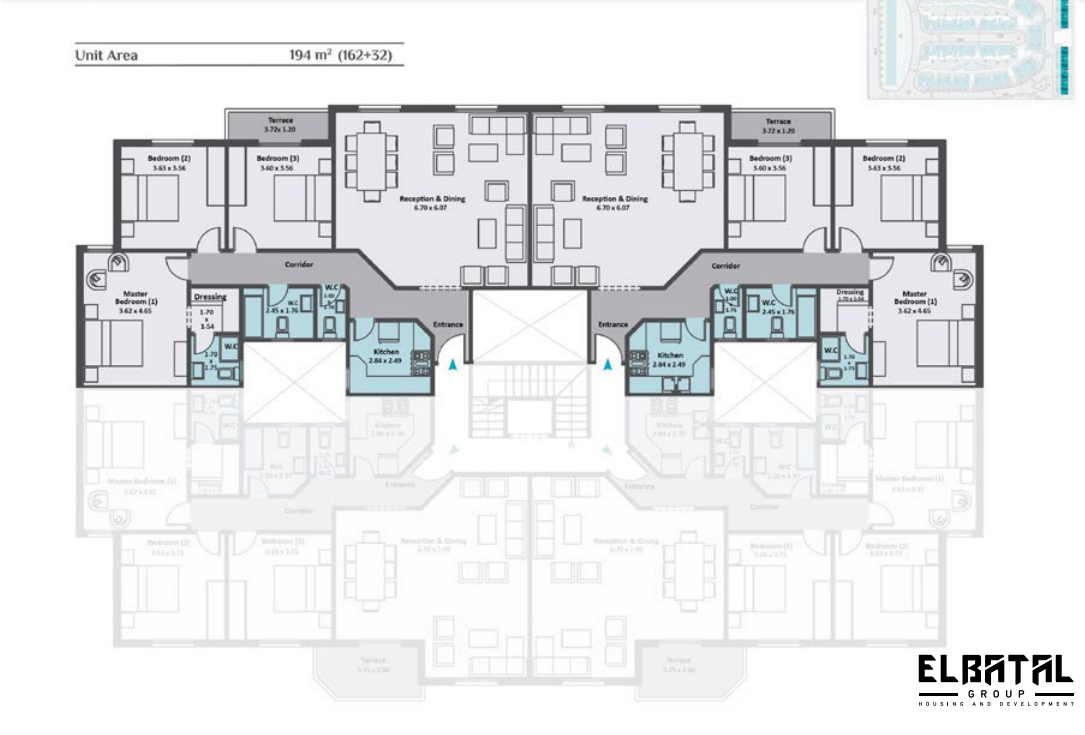 Floor plan for penthouse at Rock Vera
