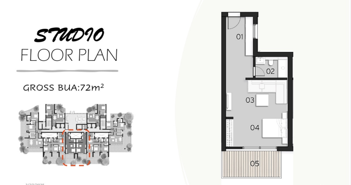Floor plan for studio at ZED