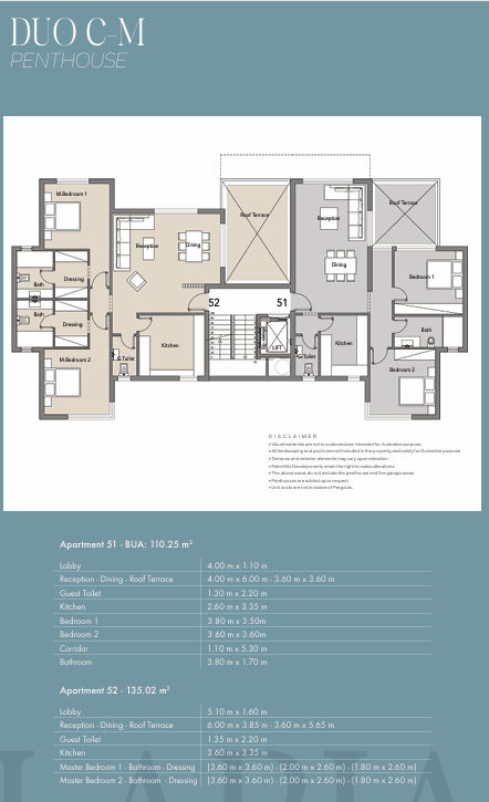 Floor plan for penthouse at Badya