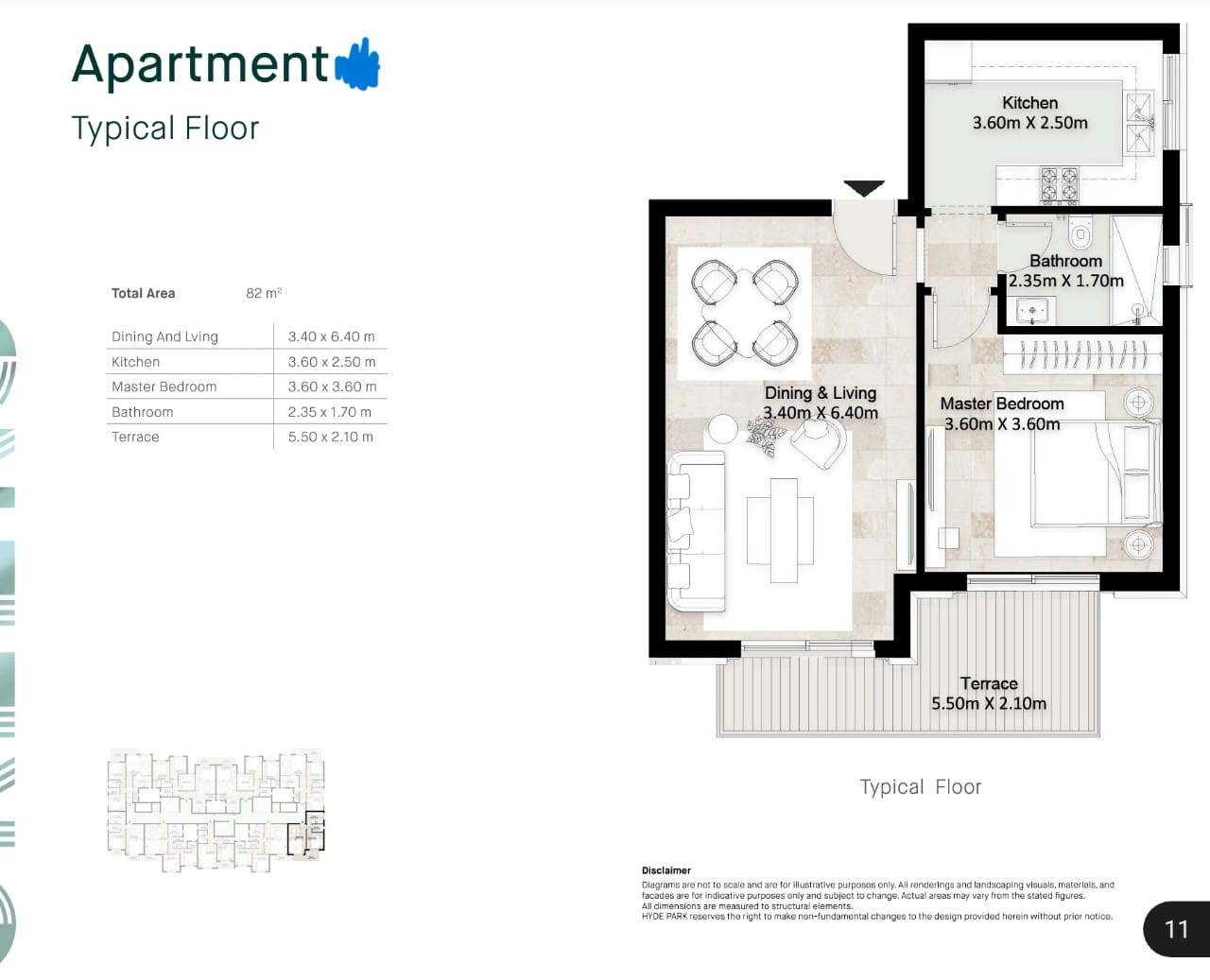 Floor plan for apartment at Hyde Park