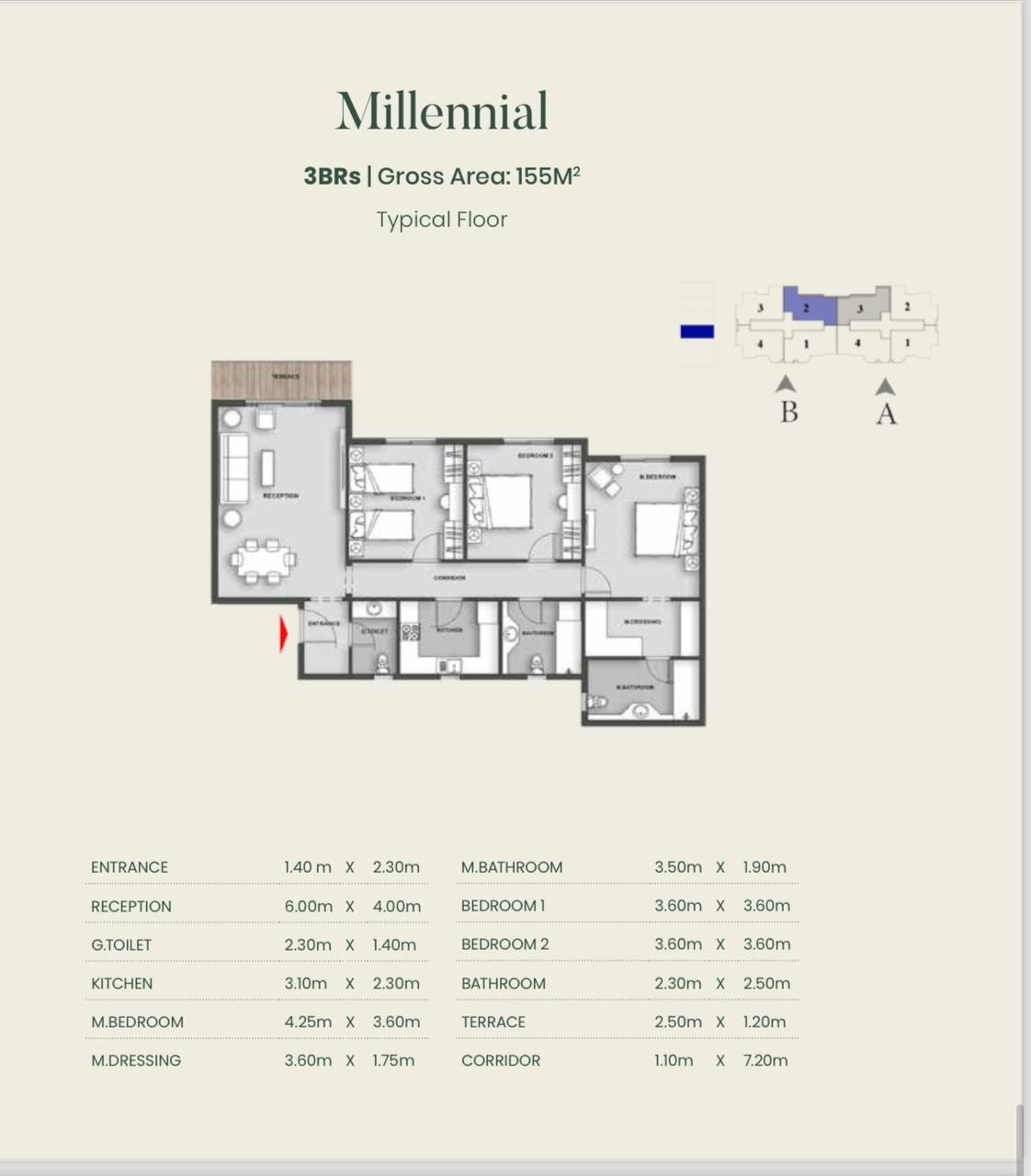 Floor plan for apartment at Aliva Mountain View Mostakbal City
