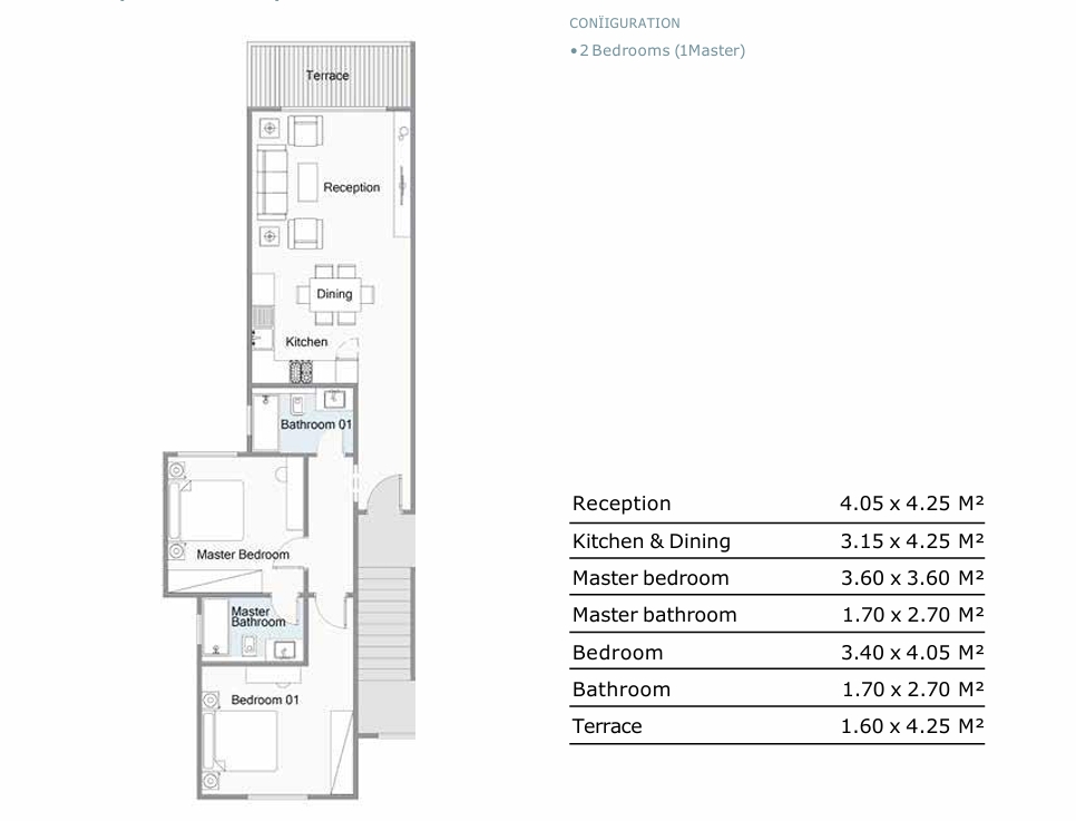 Floor plan for chalet at Telal Sokhna