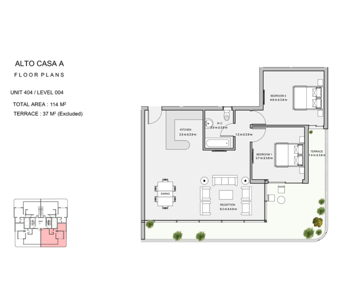 Floor plan for apartment at Atika
