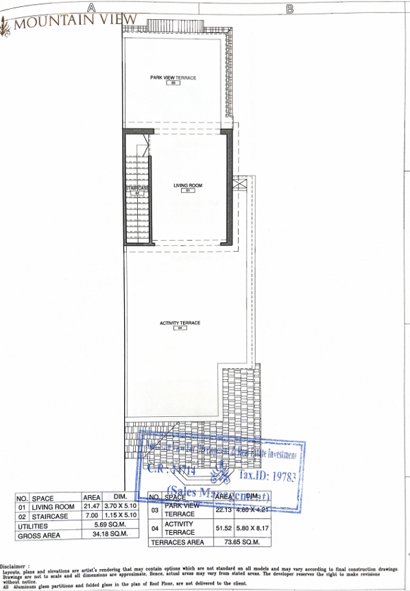 Floor plan for penthouse at Mountain View Chillout Park
