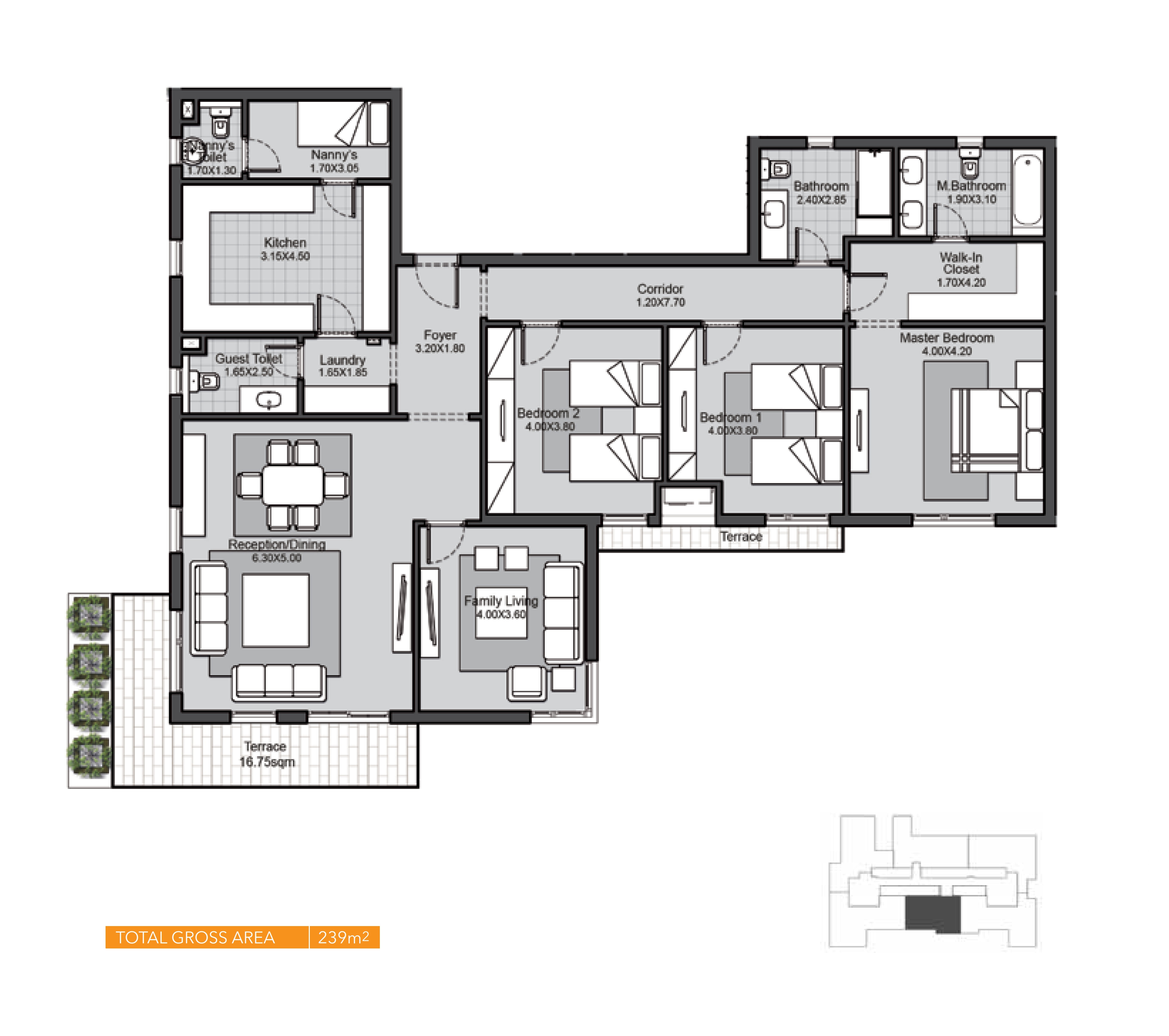 Floor plan for apartment at Eastown Residence
